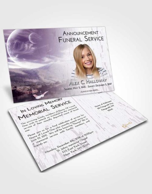 Funeral Announcement Card Template Lavender Sunrise Astonishing Moon