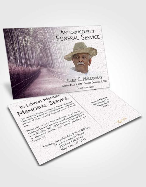 Funeral Announcement Card Template Lavender Sunrise Bamboo Forest
