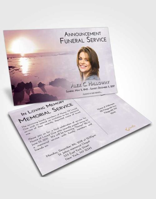 Funeral Announcement Card Template Lavender Sunrise Early Rise
