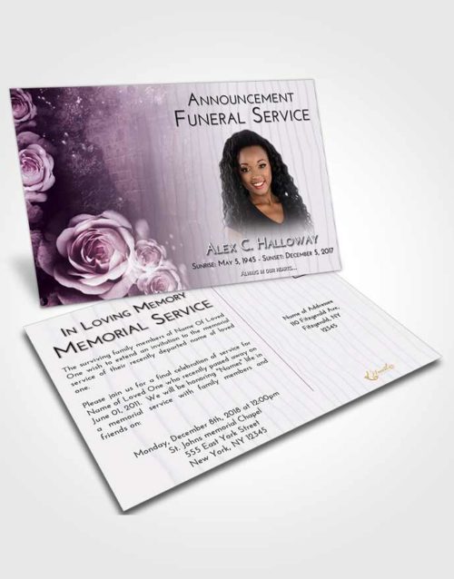 Funeral Announcement Card Template Lavender Sunrise Flowering Garden