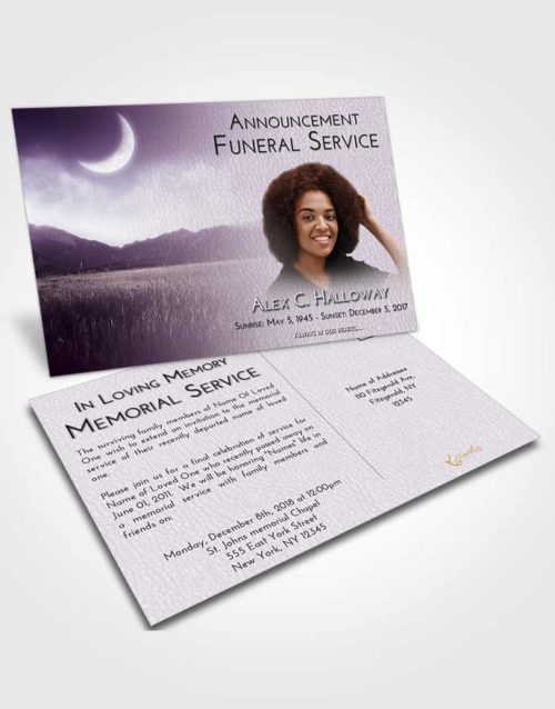 Funeral Announcement Card Template Lavender Sunrise Graceful Mountains