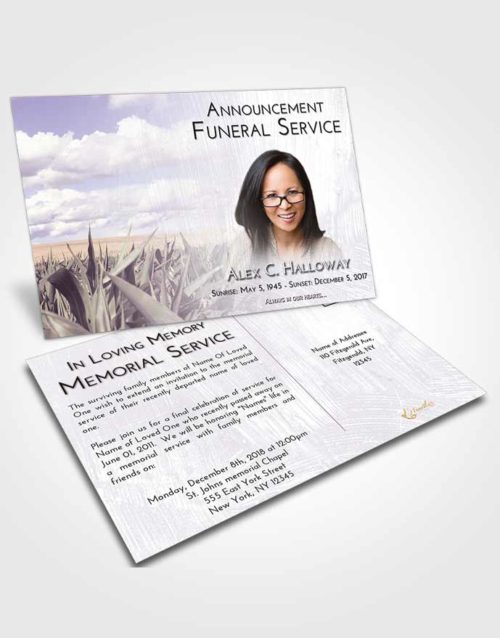 Funeral Announcement Card Template Lavender Sunrise Grassland
