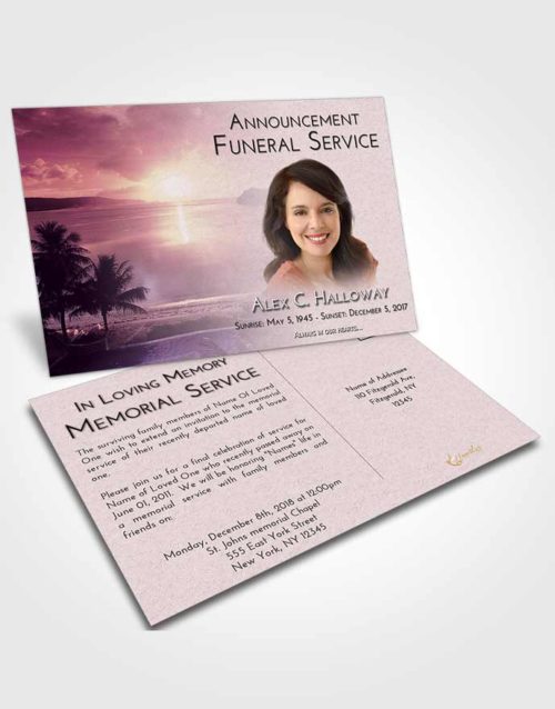 Funeral Announcement Card Template Lavender Sunrise Italian Sun