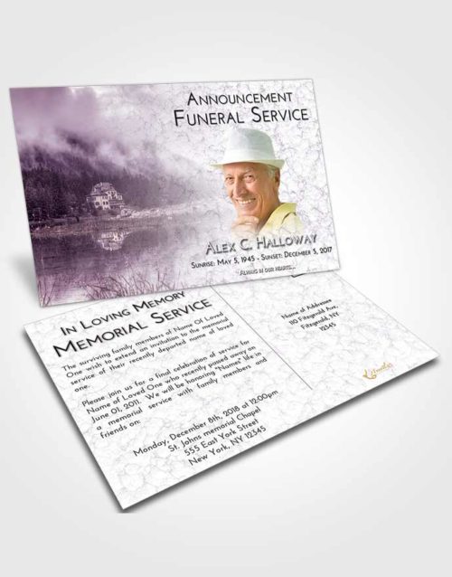 Funeral Announcement Card Template Lavender Sunrise Lake House