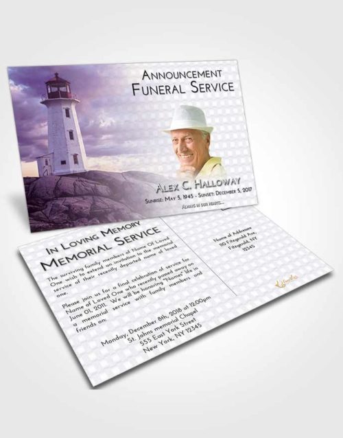 Funeral Announcement Card Template Lavender Sunrise Lighthouse Safety