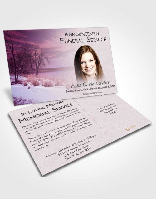 Funeral Announcement Card Template Lavender Sunrise Lovely Lake