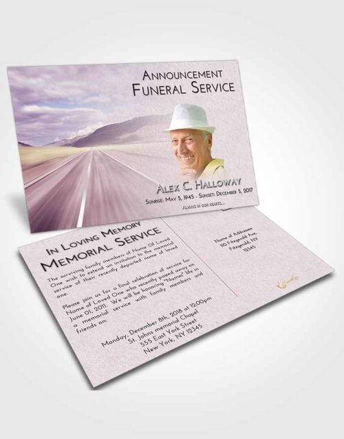 Funeral Announcement Card Template Lavender Sunrise Morning Highway