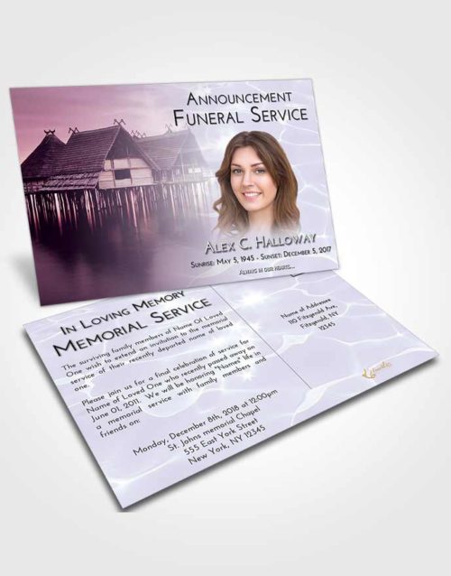 Funeral Announcement Card Template Lavender Sunrise Ocean Living