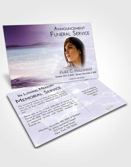 Funeral Announcement Card Template Lavender Sunrise Ocean Ripples