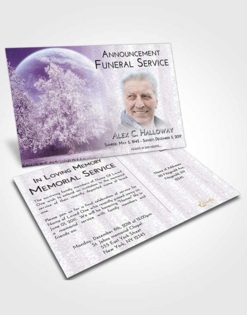 Funeral Announcement Card Template Lavender Sunrise Snowy Love