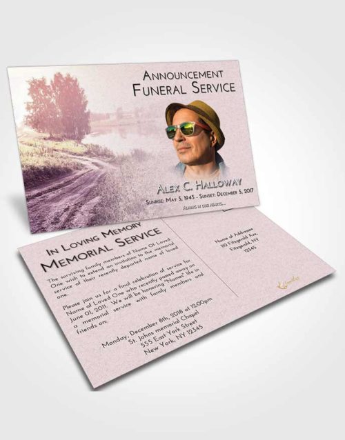 Funeral Announcement Card Template Lavender Sunrise Summer Drive