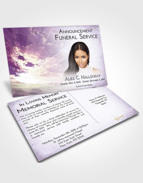 Funeral Announcement Card Template Lavender Sunrise Sunset Mystery