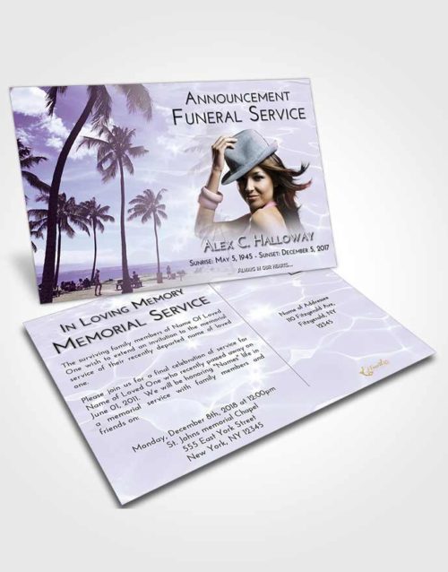 Funeral Announcement Card Template Lavender Sunrise Tropical Breeze