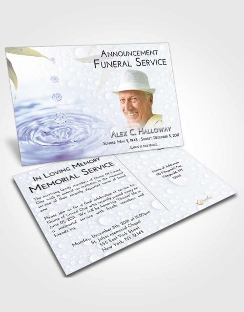 Funeral Announcement Card Template Lavender Sunrise Water Droplet
