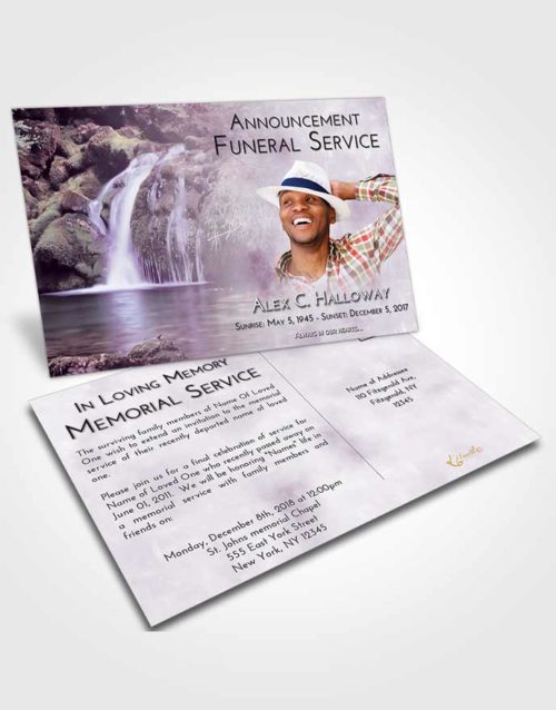 Funeral Announcement Card Template Lavender Sunrise Waterfall Clarity