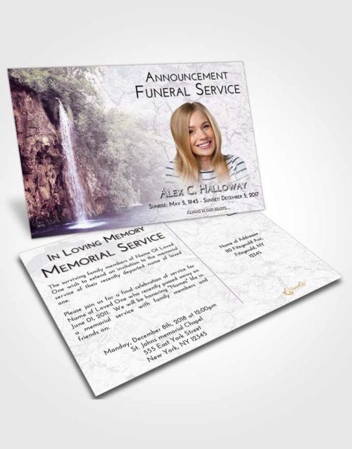 Funeral Announcement Card Template Lavender Sunrise Waterfall Happiness
