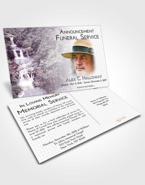 Funeral Announcement Card Template Lavender Sunrise Waterfall Liberty