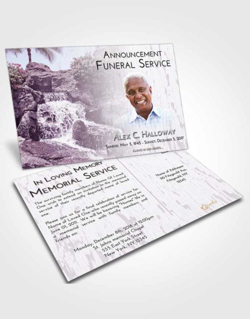 Funeral Announcement Card Template Lavender Sunrise Waterfall Masterpiece