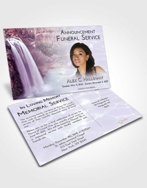 Funeral Announcement Card Template Lavender Sunrise Waterfall Serenity