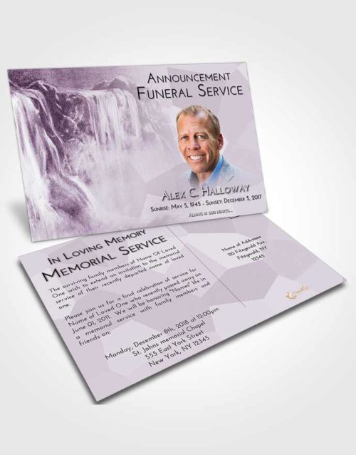 Funeral Announcement Card Template Lavender Sunrise Waterfall Tranquility