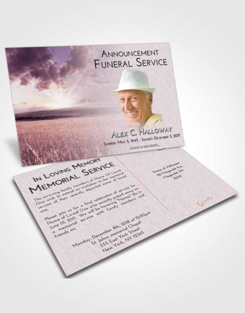Funeral Announcement Card Template Lavender Sunrise Wheat Fields