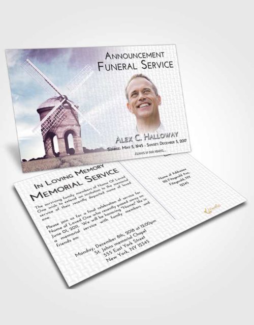 Funeral Announcement Card Template Lavender Sunrise Windmill of Honor