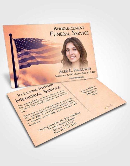 Funeral Announcement Card Template Lavender Sunset American Honor