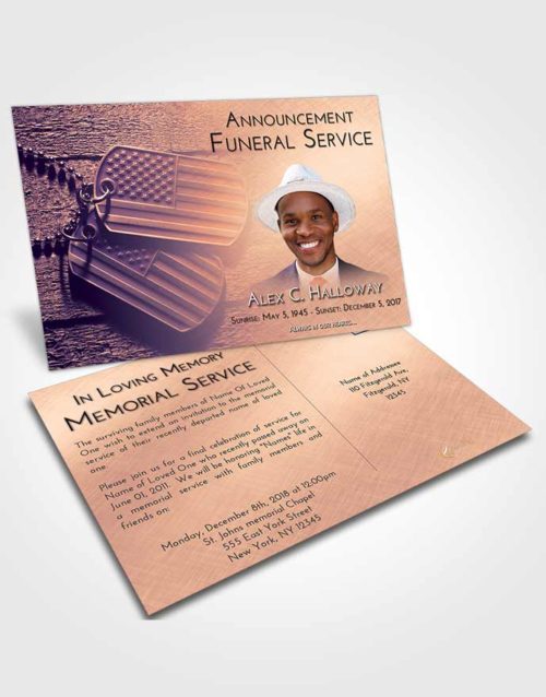 Funeral Announcement Card Template Lavender Sunset American Memory