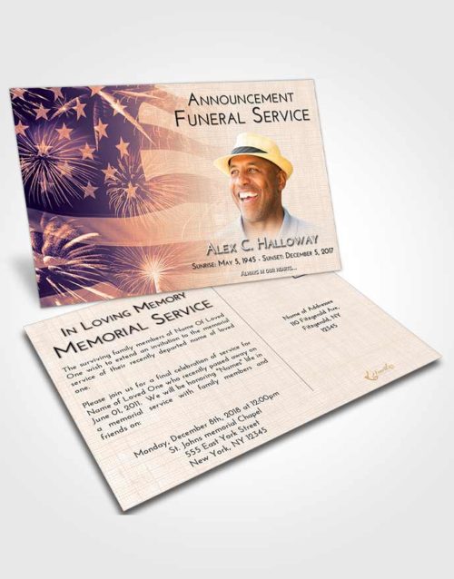 Funeral Announcement Card Template Lavender Sunset American Patriot