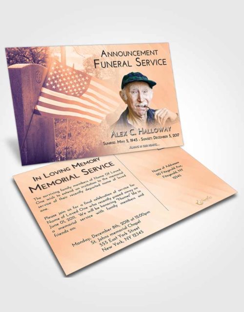 Funeral Announcement Card Template Lavender Sunset American Smile