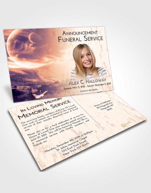 Funeral Announcement Card Template Lavender Sunset Astonishing Moon