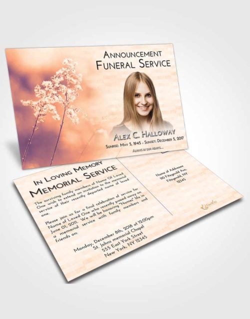Funeral Announcement Card Template Lavender Sunset Colorful Spring