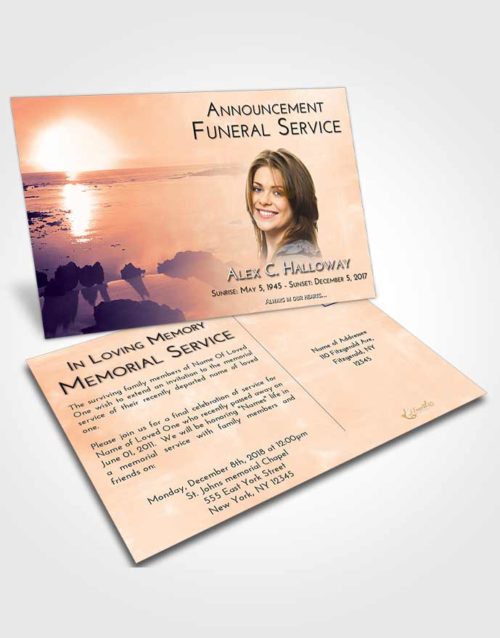 Funeral Announcement Card Template Lavender Sunset Early Rise