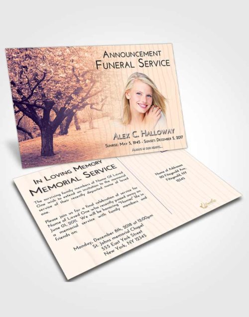 Funeral Announcement Card Template Lavender Sunset Flowering Path