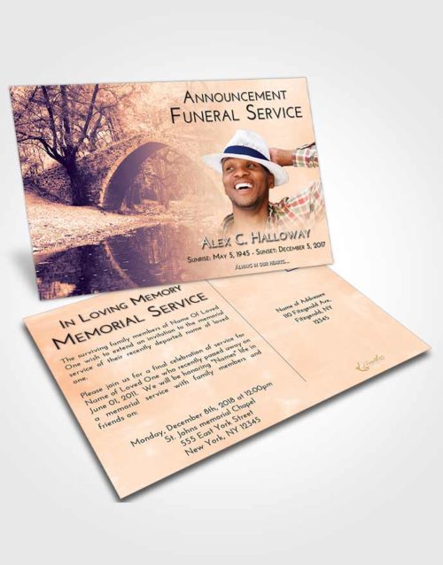 Funeral Announcement Card Template Lavender Sunset Forest Bridge