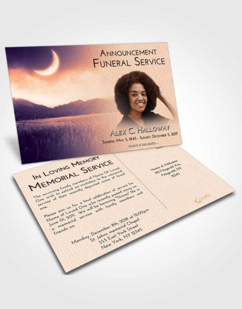 Funeral Announcement Card Template Lavender Sunset Graceful Mountains