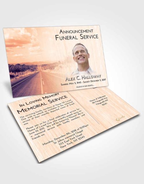 Funeral Announcement Card Template Lavender Sunset Highway Cruise