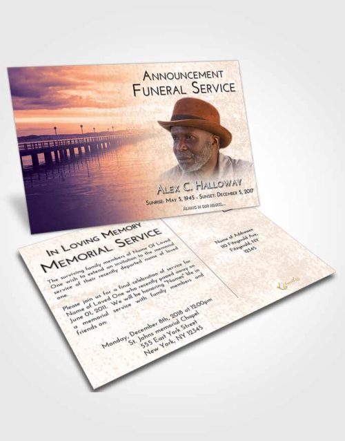 Funeral Announcement Card Template Lavender Sunset Lake Drive