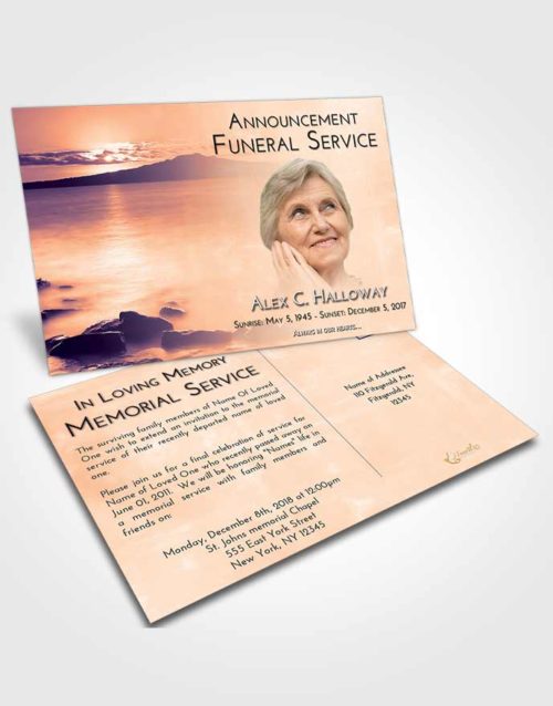 Funeral Announcement Card Template Lavender Sunset Lake Front