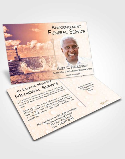 Funeral Announcement Card Template Lavender Sunset Lighthouse in the Tides