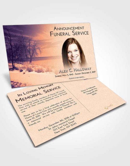 Funeral Announcement Card Template Lavender Sunset Lovely Lake