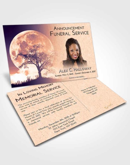 Funeral Announcement Card Template Lavender Sunset Moon Peace