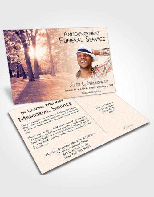Funeral Announcement Card Template Lavender Sunset National Park