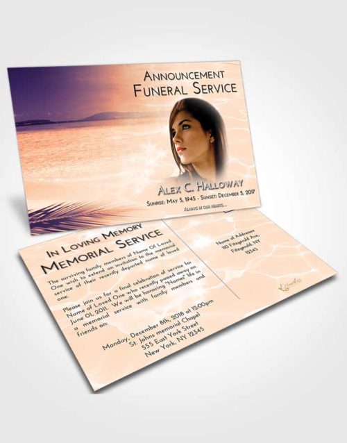 Funeral Announcement Card Template Lavender Sunset Ocean Ripples