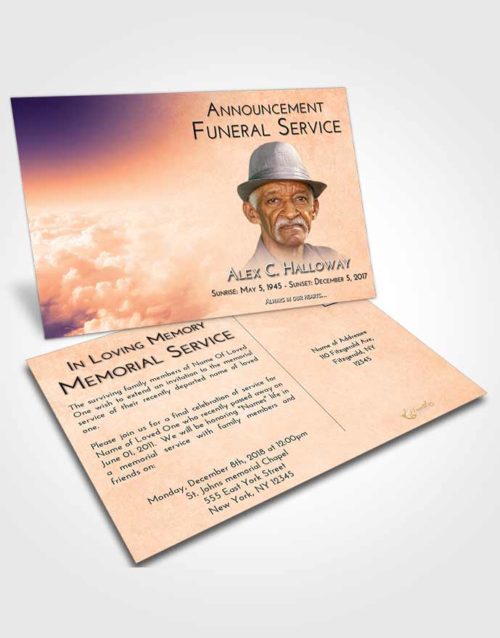 Funeral Announcement Card Template Lavender Sunset Return to the Clouds