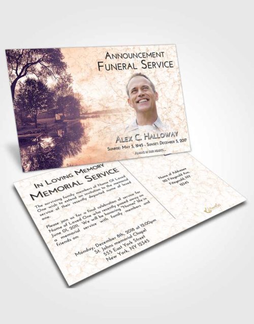 Funeral Announcement Card Template Lavender Sunset River Reflection