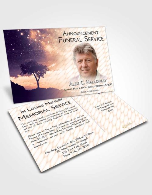 Funeral Announcement Card Template Lavender Sunset Scenic Sky