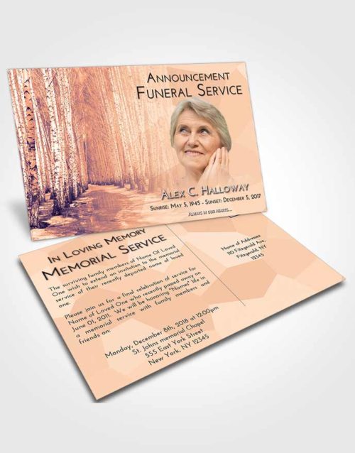 Funeral Announcement Card Template Lavender Sunset Snowy Stream