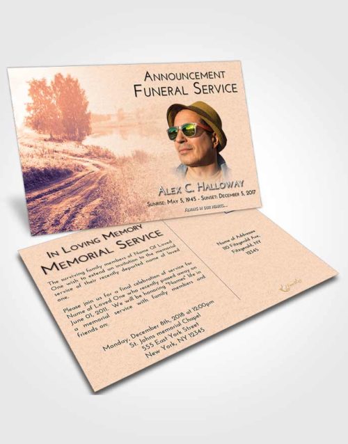 Funeral Announcement Card Template Lavender Sunset Summer Drive