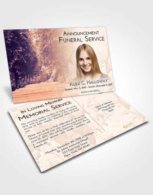 Funeral Announcement Card Template Lavender Sunset Summer Forest